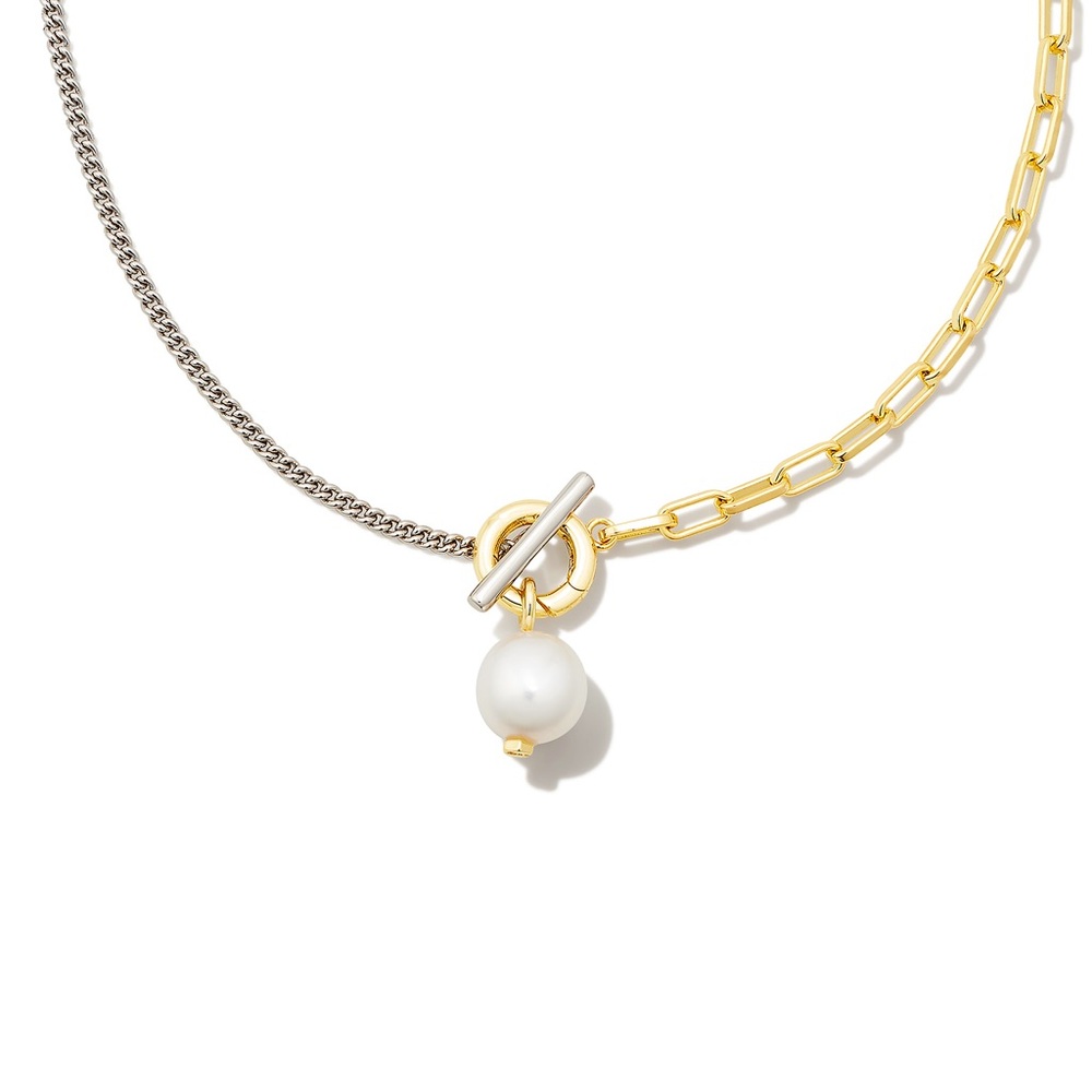 Kendra Scott Leighton pearl necklace with mixed metal